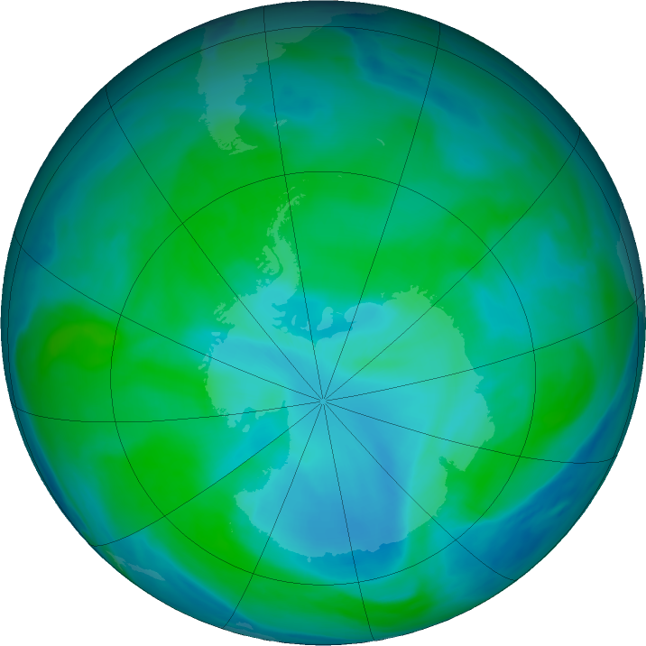 Antarctic ozone map for 26 December 2022